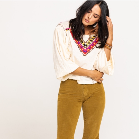 Free People Heand Me Down Embroidered Top - Picture 3 of 9